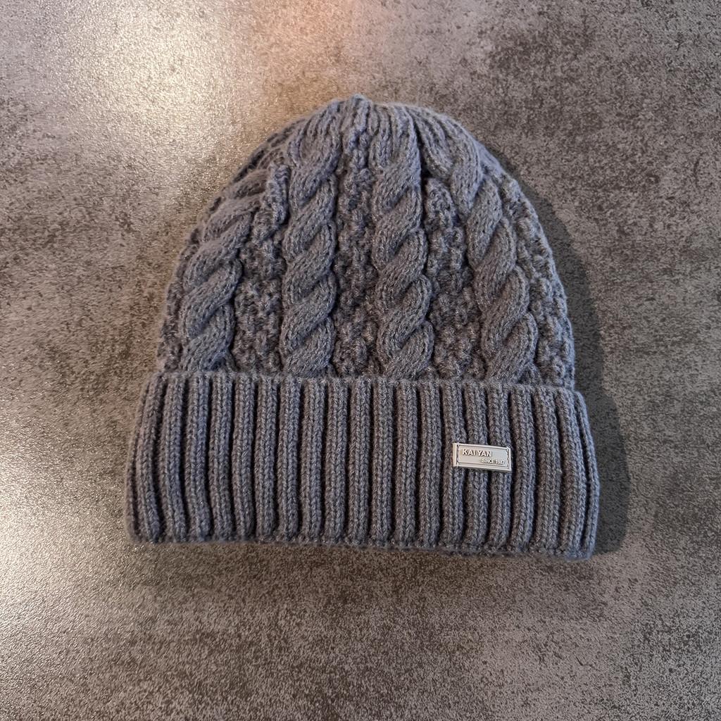 Knit Hat Simple With Embroidered Letters Warm Solid Color For Casual Wear