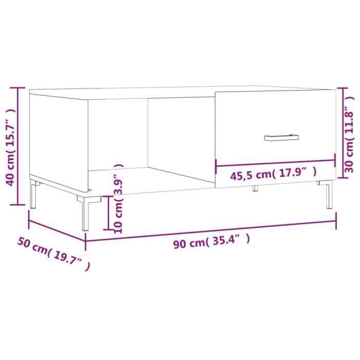 VidaXL Table basse noir 90x50x40 cm bois d'ingénierie 829213