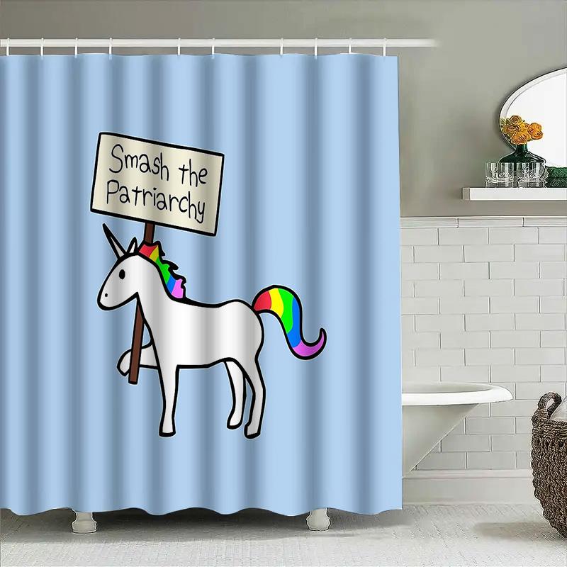 Unicorn Rainbow Shower Curtain Cute Magical Horse Bathroom Decor Washable Fabric Liner Hippie Aesthetic Room Decor Gift