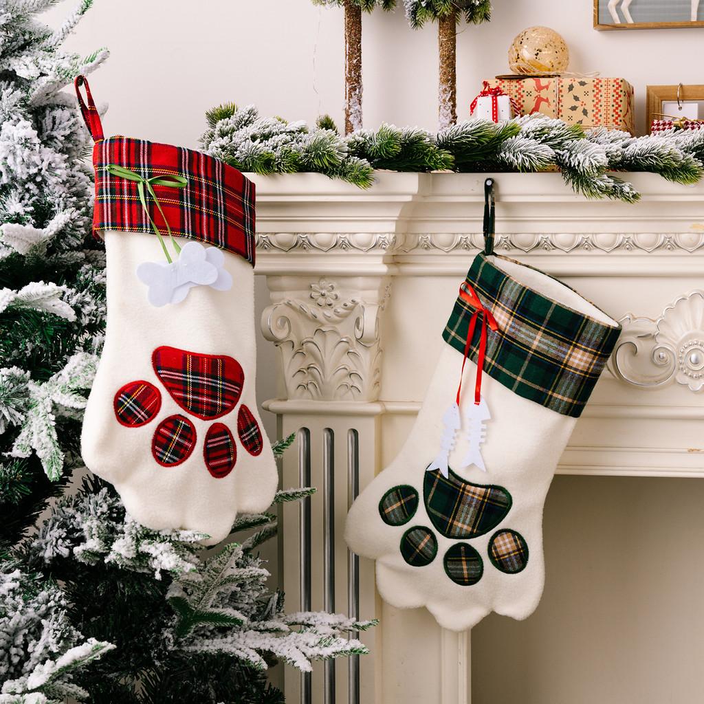 Cute Plaid Cartoon Christmas Stockings For Dogs And Cats Great Gifts And Holiday Decor