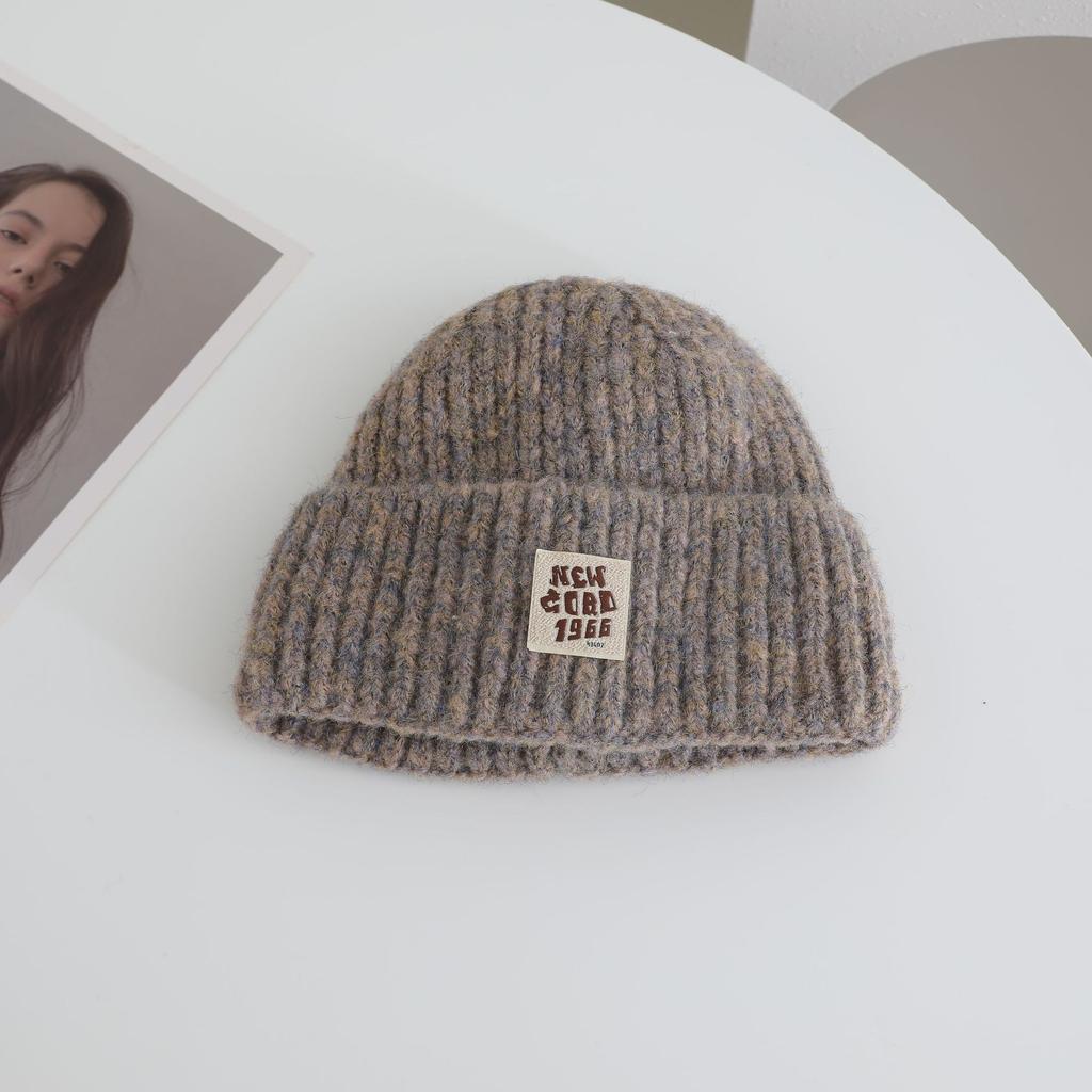 Letter labeled Knitted Hat for Women's Autumn and Winter New Collection Warm Thickened Cold Hat That Looks Good on The Face Small Ear Protection
