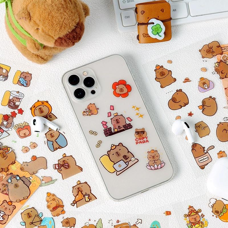 Set Cartoon Capybara Sticker Cartoon Animal Sticker Cute Stickers for Scrapbooking Kawaii Korean Stickers DIY Stationery Decals
