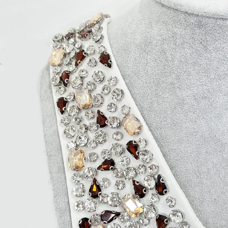 Fashion Jeweled Detachable Collar Shawl Versatile Lapel Colorful Rhinestones Collar Shawl for Dress Shirt