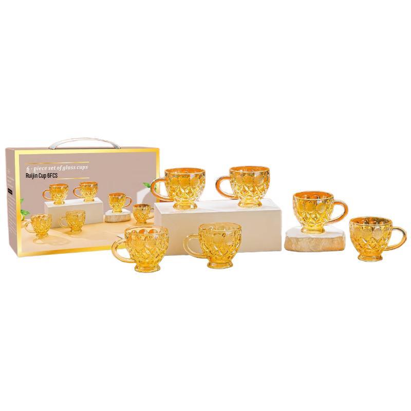 

Eight Pavilion Amber Glass Cup 6-Piece Set
