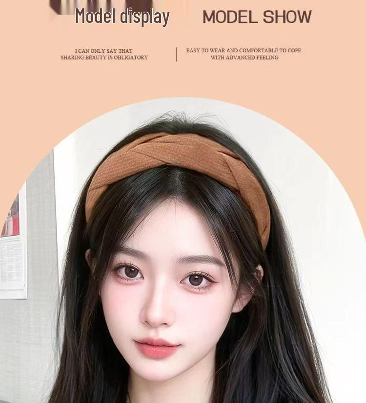 Women's Black Long Straight Headband Wig with Natural Volume, Korean Style.