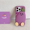 For iPhone 16 Pro Max Silicone Case Cute Eggplant Design Shockproof Phone Back Cover