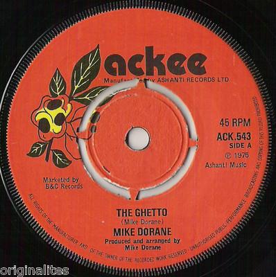 

7inch Record MIKE DORANE The Ghetto ACK543 Ackee 1975 UK Reggae Ska Dub Used