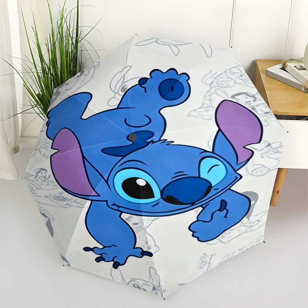 

Disney Lilo & Stitch Playful Wink Art Automatic Tri-Fold Umbrella, Waterproof Anti-UV Windproof Compact Travel Umbrella, Cute Ca