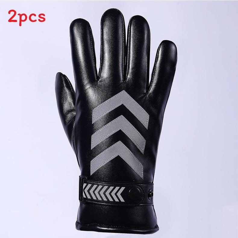 

Pu Leather Mens Touchscreen Gloves For Winter Outdoor Cycling Commuting чорний