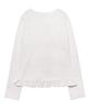 MOYORA (Tie Set) Dot Frill Shirred Long Sleeve Blouse [White]