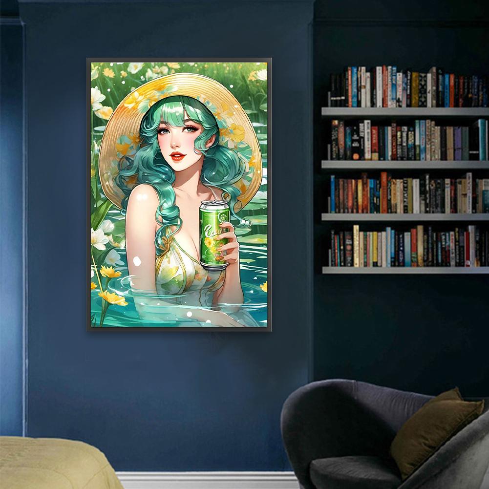 #L 5D DIY Full Square Drill Diamond Painting Girl Kit Home Decor Art 45x65cm