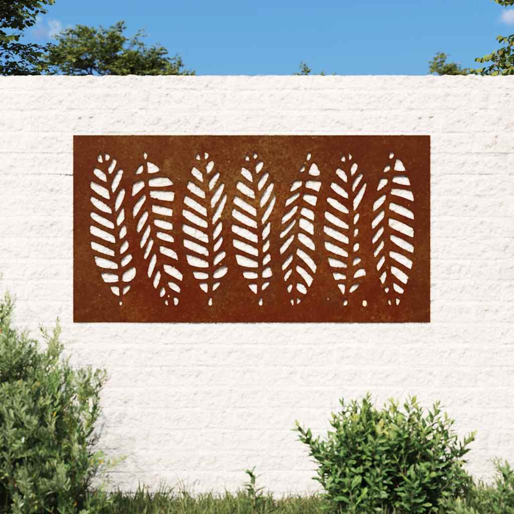 vidaXL Garten-Wanddeko 105x55 cm Cortenstahl Blatt-Design braun