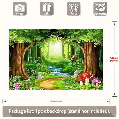 2D Whimsical Mushroom Forest Backdrop for Garden and Nature Themed Events