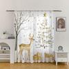 2pcs Christmas Deer Christmas Tree sheer curtains with pole bag design   suitable for decoration in various scenes