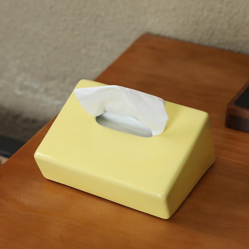 Ceramic Tissue Box Modern Minimalist Geometric Paper Extraction Box Living Room Dining Table Ornament Creative Decoration