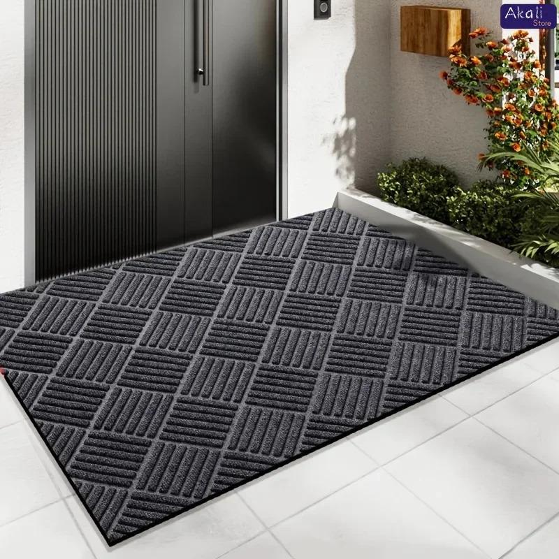 Thick Durable Absorbent Entrance Pad, Modern Non-Slip Rubber Bathroom Mat, Beveled Edge for Indoor Porch Terrace