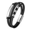 Braided PU Leather Rope Bracelet for Men Simple Fashion Zinc Alloy Magnetic Clasp Bangle Wristband Adjustable
