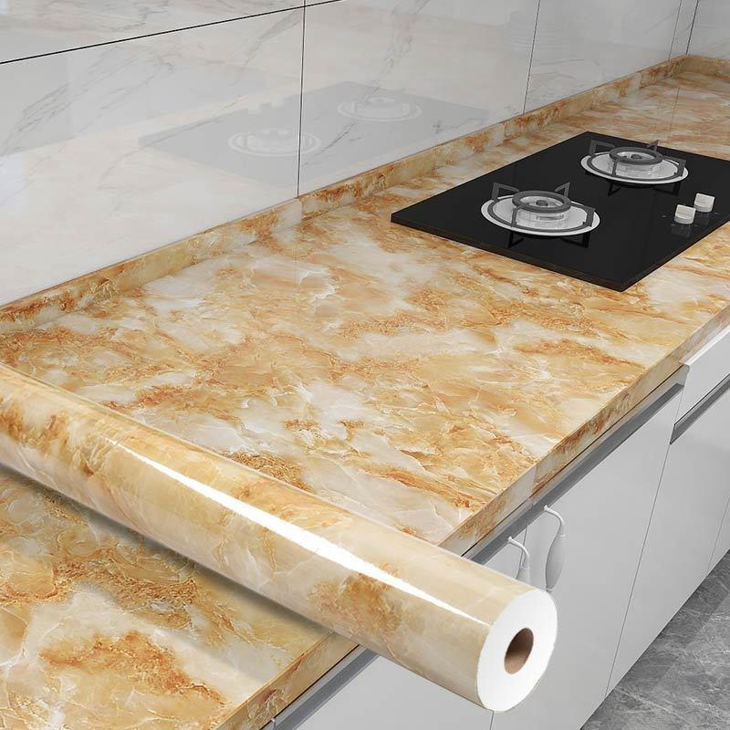 Kitchen Grease-Resistant Stickers, Waterproof Wallpaper, Heat-Resistant Marble Film, Moisture-Resistant Countertop Renovation Stickers