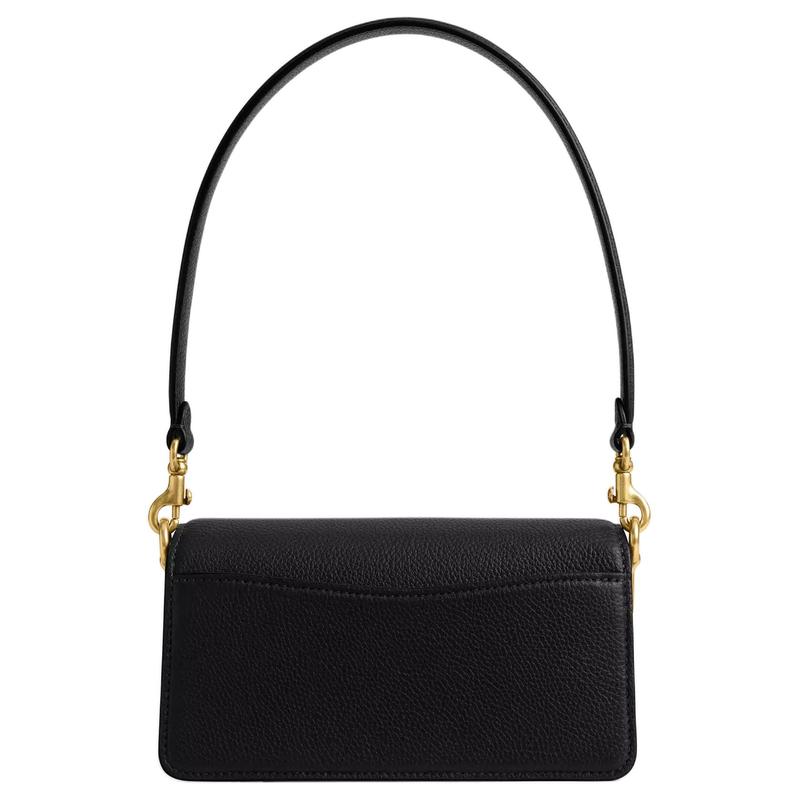 Coach Tabby 20 logo di marca chiusura a scatto borsa a mano tracolla in pelle martellata lucida piccola da donna nera