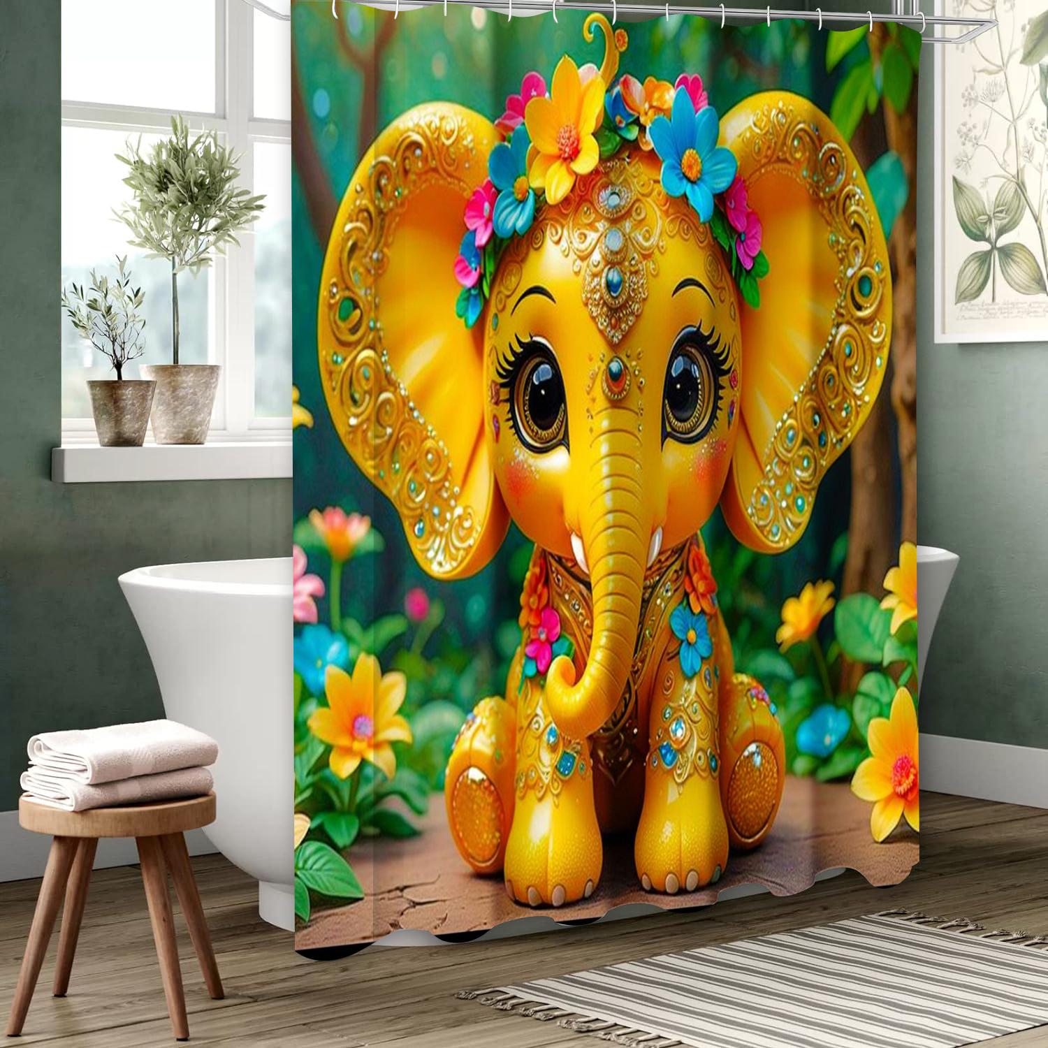 

Занавеска для ванной с рисунком слона Водонепроницаемая занавеска для душа для ванной комнаты с 12 крючками Домашний декор Бесплатная доставка 180x180cm curtain фиолетовый