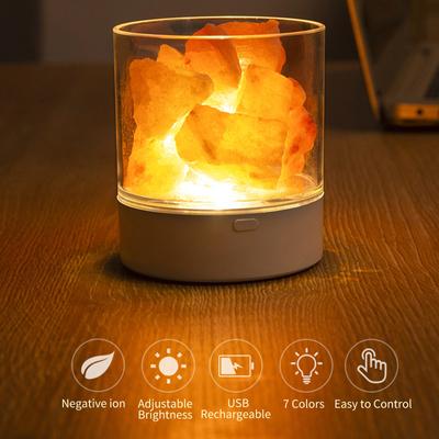 Himalayan Salt Stone Night Light 7 Colors LED Rock Crystal Lamp Portable USB Natural Air Purification Lamp for Car Home