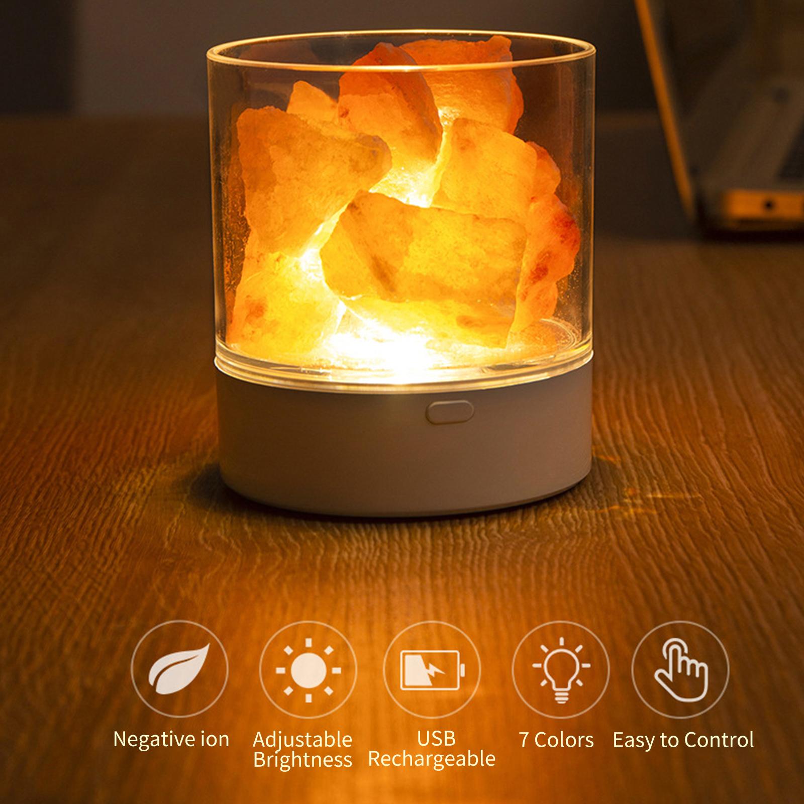 Salt Lamp, Himalayan Salt Stone Night Light Lamp Portable USB Purification Himalayan Salt Lamp Salt Lamp Bulbs with Salt s That Not