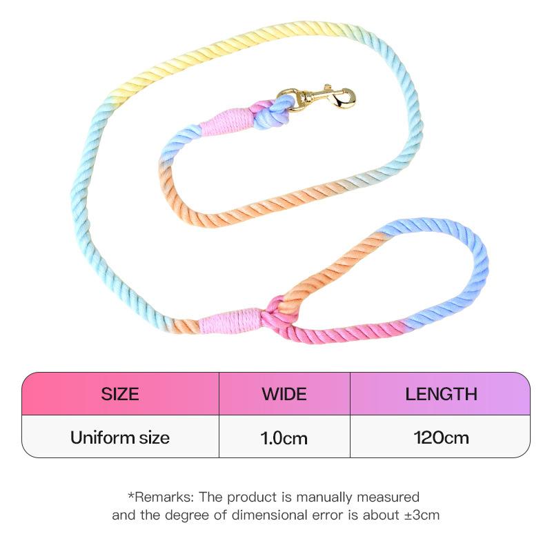 Fashion Dog Leash Hands-Free Bungee with Macaron Colors Braided Cotton Rope for Large Dogs Wholesale Dog Walking Supplies (as the picture,1.0cm(W)*120cm(L))