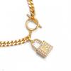 Nanjing Rhinestone Padlock Necklace - Simple Lock & Key Collarbone Chain for Women