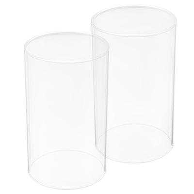 2Pcs Glass Shades Transparent Cylinder Covers Clear Candleholders for Home Decorative Romantic Atmosphere Desktop