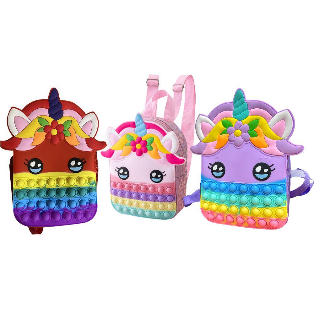 Sparkling Unicorn Pop Fidget It Toys Backpack Bag Stress Relief Toy For Kids