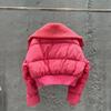 Womens Short Puffer Jacket Winter Warm Loose Fit Cotton-Padded Coat With Stand Collar Zip Front