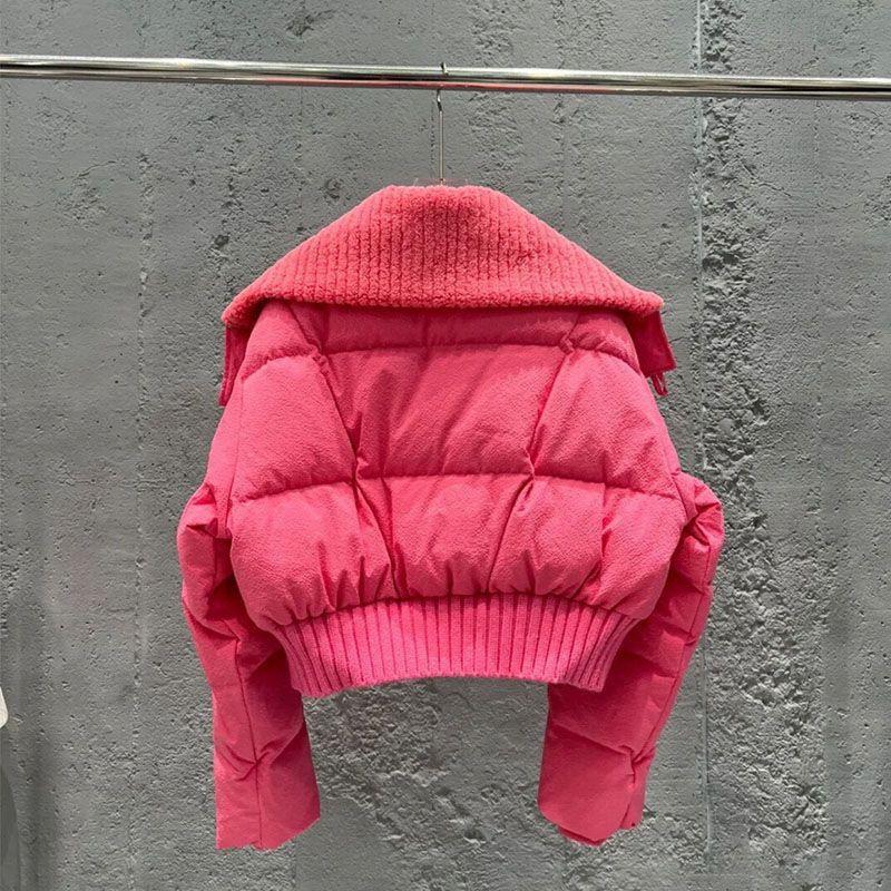 Womens Short Puffer Jacket Winter Warm Loose Fit Cotton-Padded Coat With Stand Collar Zip Front