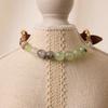 Natural Gemstone Pet Collar Dogs Cats - Green Prehnite Quartz Crystal Necklace Accessory Stylish Ins Fashion
