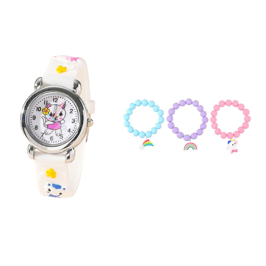 1/2/4pcs-Cute Cartoon Silicone Cat Pattern Watch Decoration Holiday Gift, Watch Bracelet, Watch Box Set Selection