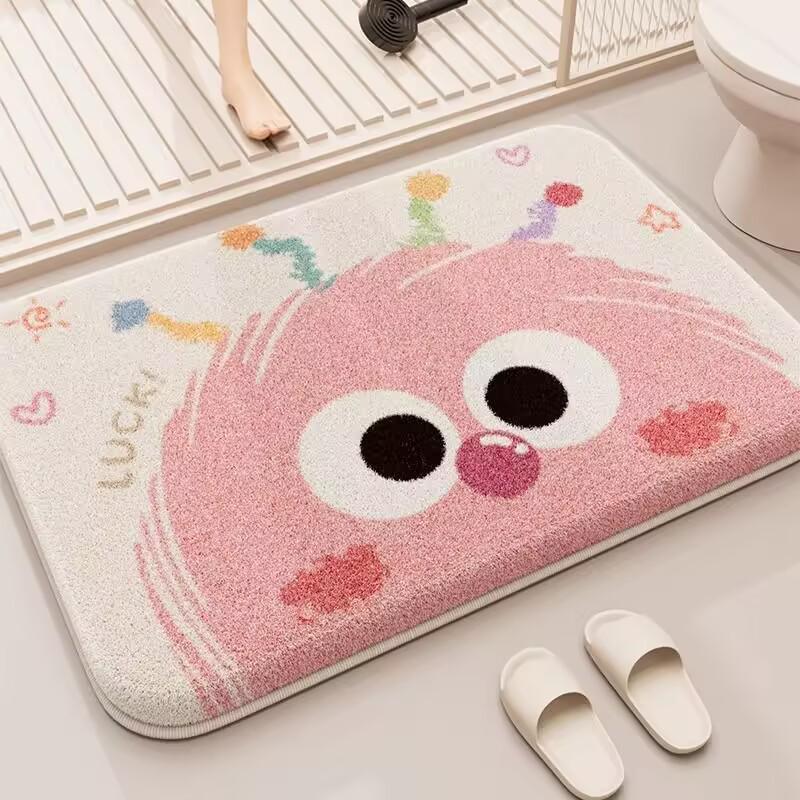 Protiskluzová koupelnová rohožka a savá rohožka ke dveřím z imitace kašmíru