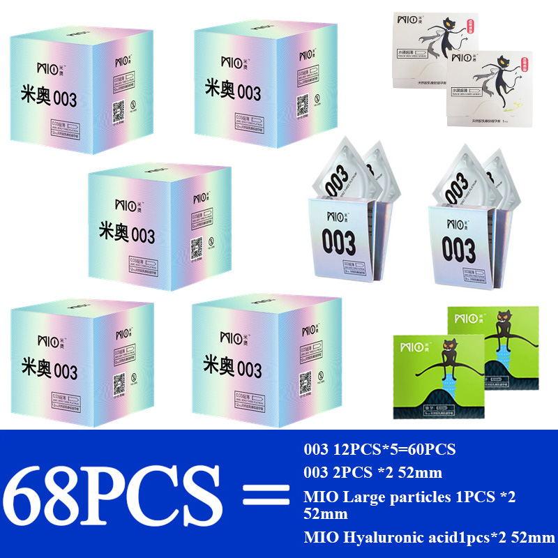 MIO 003 Ultra-thin 68Pcs Natural Latex Smooth Extra Lubricants Condom