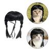 Funny Black Double Ponytail Pet Wig with Adjustable Strap Novelty Dog Cat Cosplay Accessory for Halloween Christmas Parties Festivals