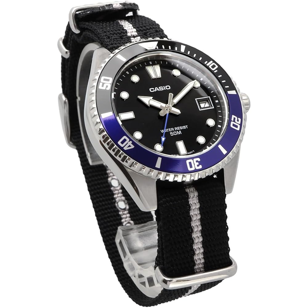 Casio Standard Analog Watch MDV-10C-1A2V Black Blue Bezel Cross Band Unisex