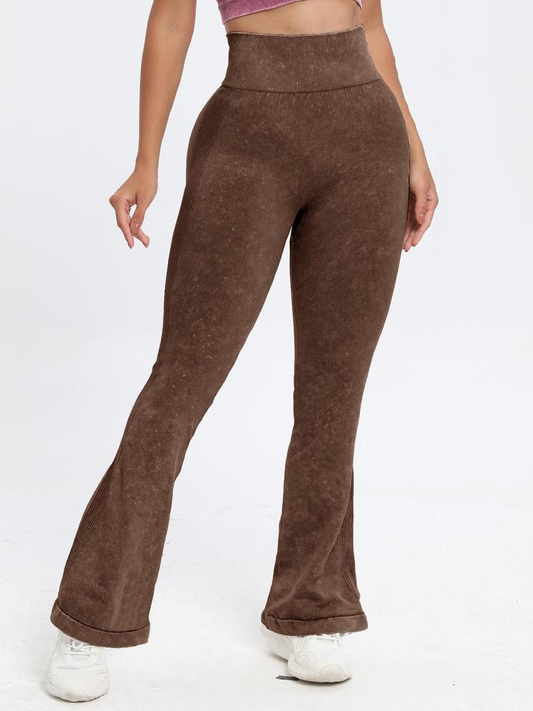 Pantaloni da Yoga a Vita Alta a Gamba Larga Sollevamento Glutei - Stile Europeo e Americano