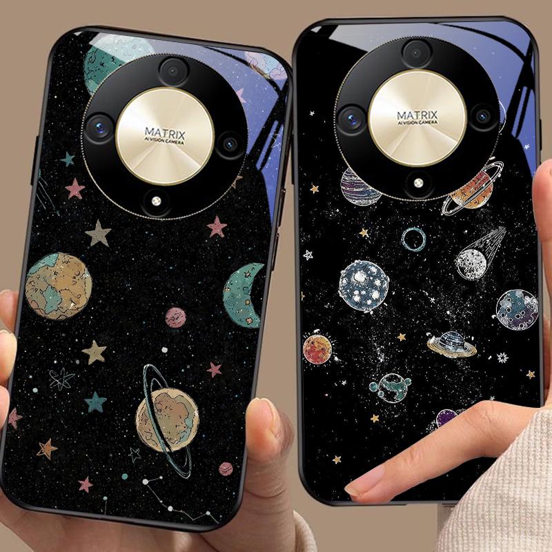 Astronaut Planet For Honor Magic 6 50 70 90 Lite X7b 200 Pro Nova 10 Nova 5T X6 P30 Pura 70 Ultra Tempered Glass Phone Case