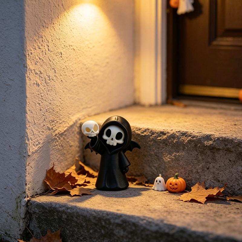 1Pc Halloween Display Desktop Ornaments PLA Fantasy 3D Printed Dark Grim Reaper Creative Holiday Decorations Skull Sculptures