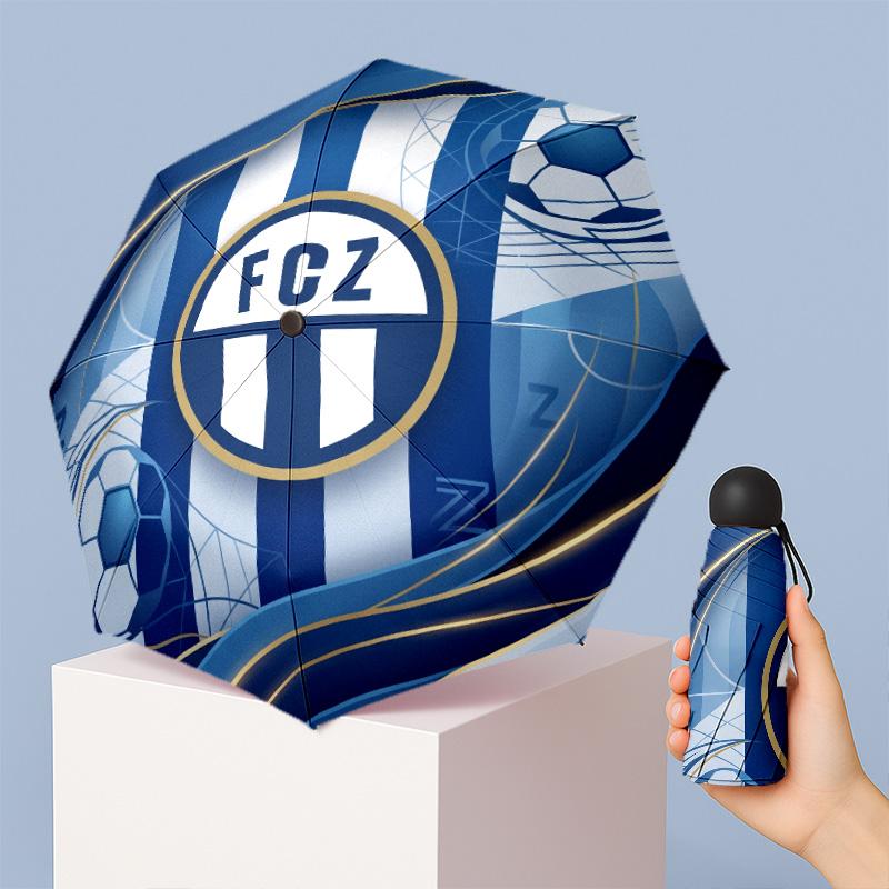 FC Zürich Mini 5 Fold Pocket Umbrella Compact Lightweight Anti UV Rain Sun Protection Umbrella Portable Travel Umbrella