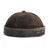 Berretto Docker Lavato Senza Visiera Cappello Senza Visiera Colore Unico Retrò Vintage Stile di Strada Primavera Autunno Esterno Gorras