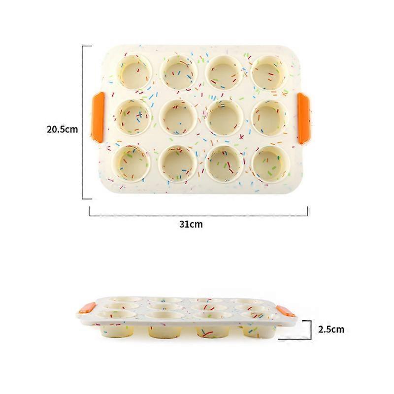 Muffin Molds, Reusable Silicone Baking Molds, 12 Non-stick Cupcake Molds