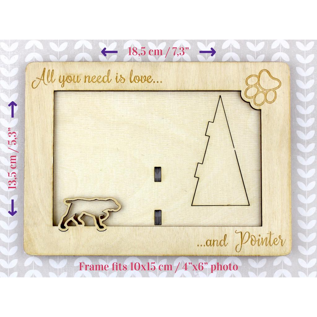 English Pointer - Photo frame, engraved wooden frame, a lovely gadget for the dog lover by Art-Dog