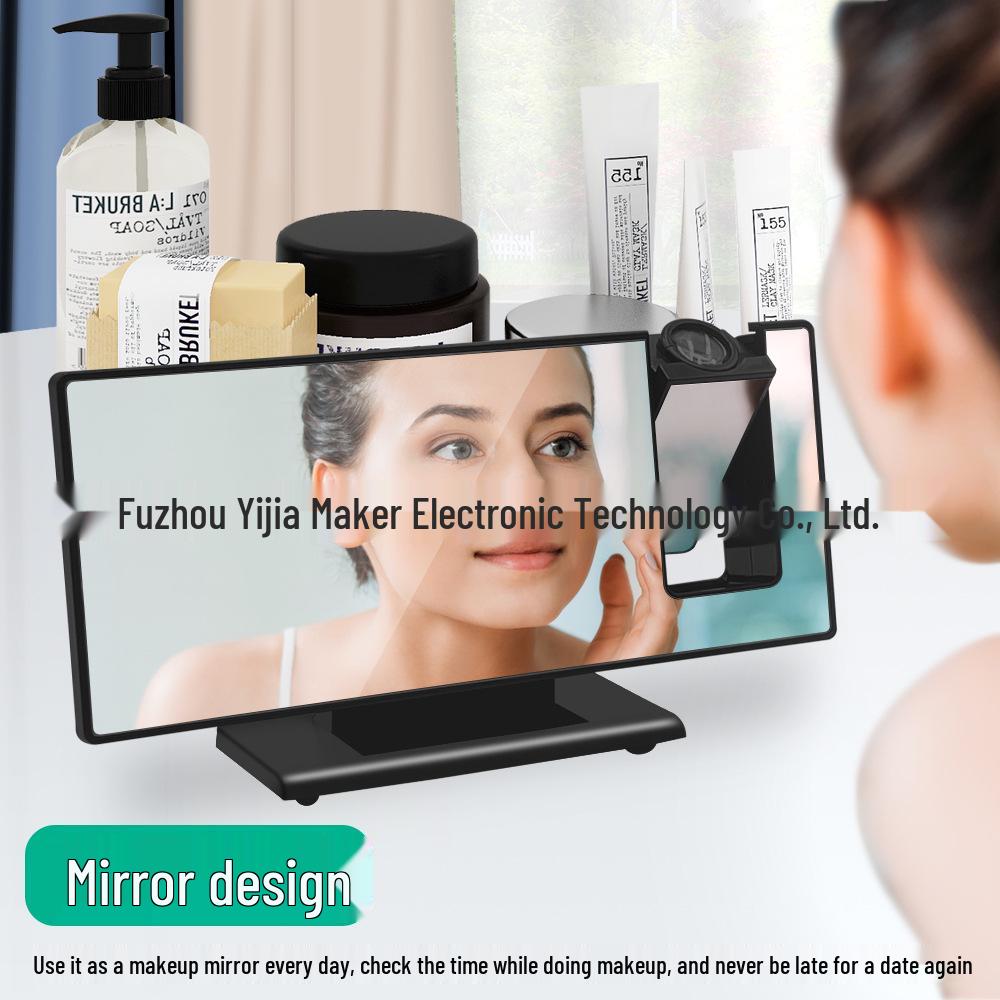 Smart Projection Alarm Clock - Large Mirror Display, Silent Snooze, Multifunctional Digital Luminous Desk Clock