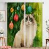 2pcs,2D Plane Printing Curtains Digital Printed Longhair Cat by Tree Durable Polyester (without Rod) Art Deco Festive Use for