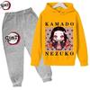 Sudadera con capucha para niño del anime Demon Slayer de Tanjiro y Nezuko Sudadera Infantil Estilo Callejero Coreano Kpop Sudadera para Niña Ropa de Calle Conjunto