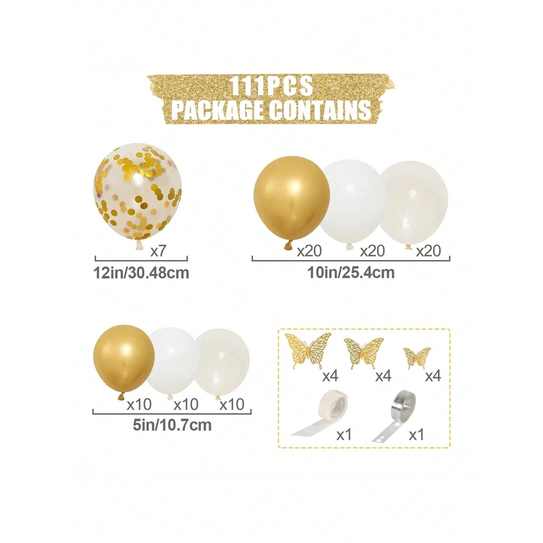 

111 шт., комплект гирлянд из воздушных шаров из белого золота, комплект гирлянд, арка, металлические золотые шары для выпускного вечера, свадебный душ, украшения для выпускного дня рождения