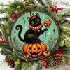 Vintage Halloween Clown Cat Round Aluminum Sign
